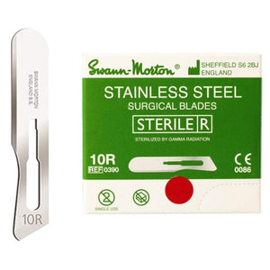 Swann-Morton Disposable Stainless Steel Scalpel Blades - #10R Butter (100 pcs)