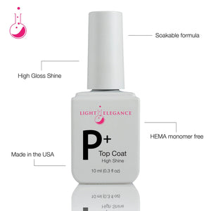 Light Elegance P+ Soak-off Top Coat 10 ml (High Shine)