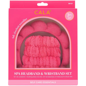 Cala Spa Headband & Wristband Set (Hot Pink)