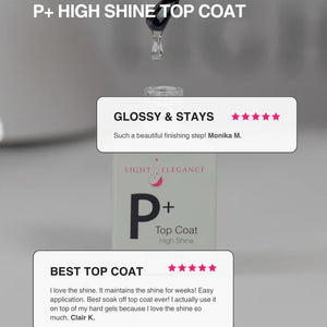 Light Elegance P+ Soak-off Top Coat 10 ml (High Shine)