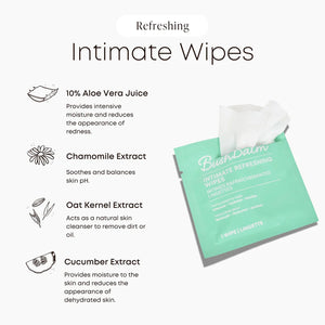 Bushbalm Intimate Cleanse + Refresh Wipes (15 pcs)