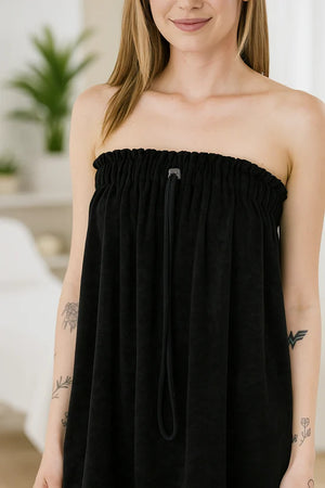 JMT Drawstring Terrycloth Spa Wrap - Regular (Black)