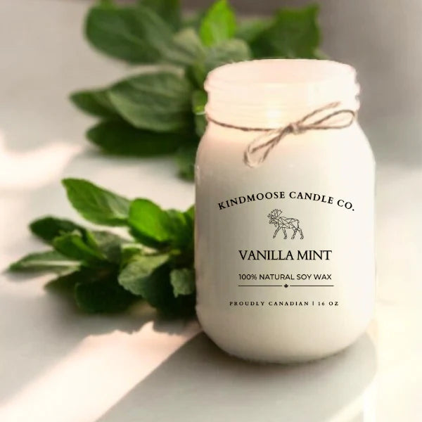 KindMoose Candle Co. Soy Wax Candle 16 oz (Vanilla Mint)