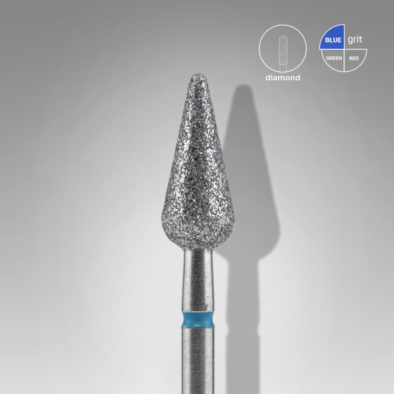 Staleks Diamond Nail Drill Bit - Pointed Pear - Blue (5mm / 12mm)*