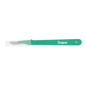 Surgeon Premium Disposable Stainless Steel Scalpel (#10 Standard Blade - Green Handle)