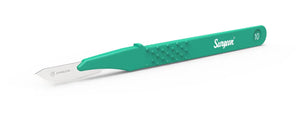 Scalpel jetable en acier inoxydable de qualité supérieure pour chirurgien (lame standard n° 10 – manche vert)