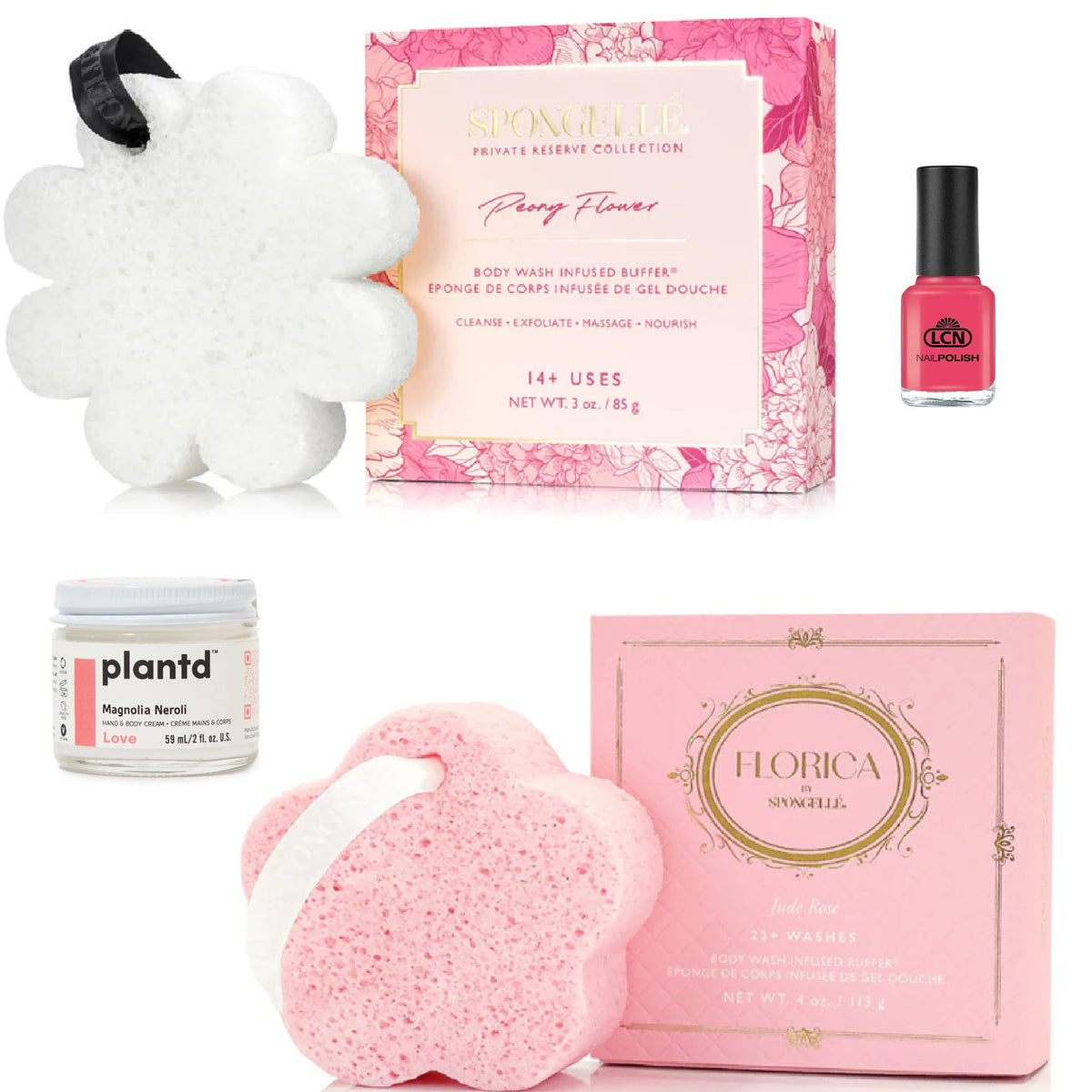 Spongelle Body Care Holiday Set (Jude Rose &amp; Peony Flower Buffers)