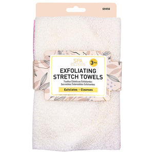 Spa Solutions Exfoliating Stretch Towels 3 pcs (Cream/Pink/Blue)