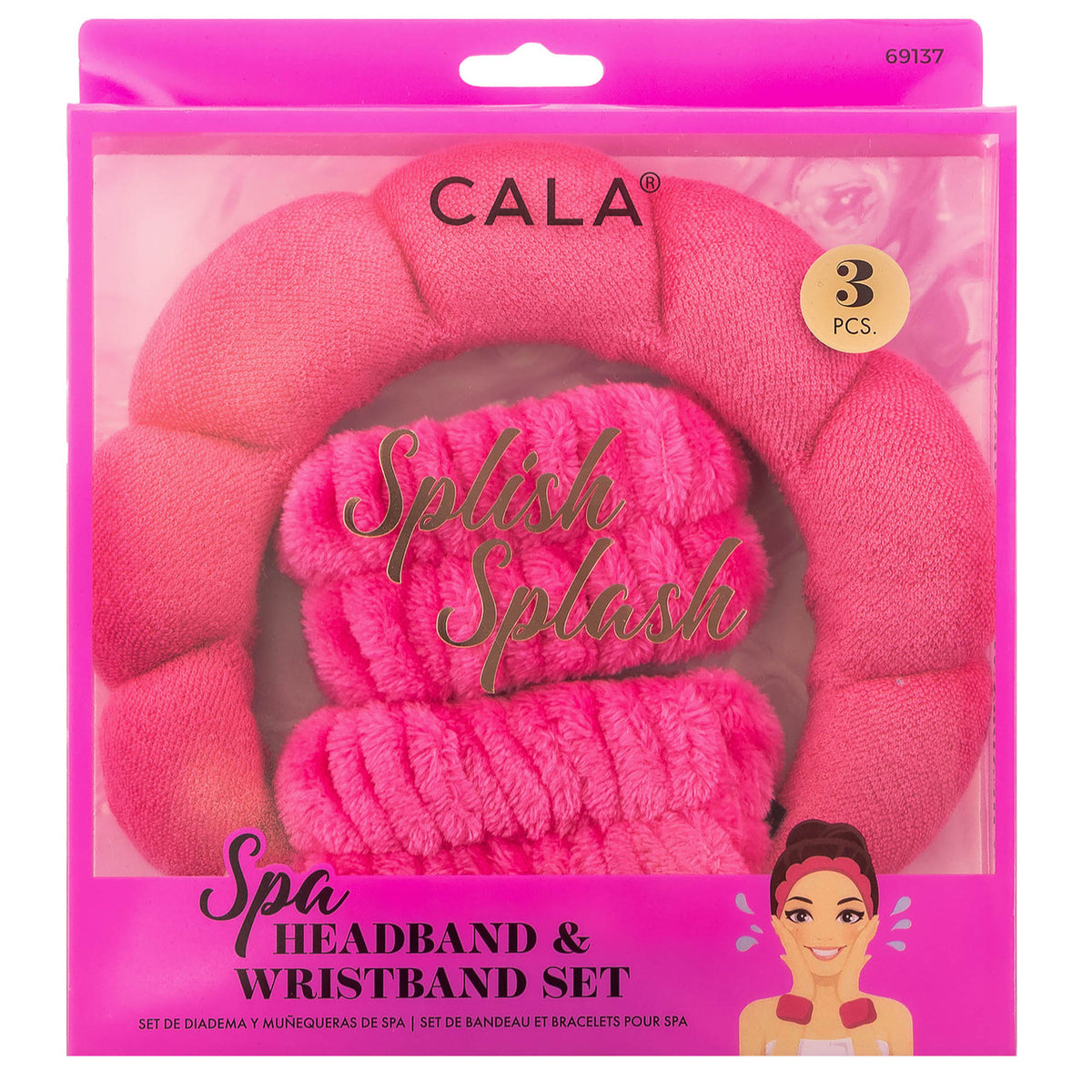 Cala Spa Headband & Wristband Set (Hot Pink)*