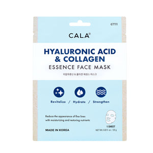 Masques en tissu pour le visage Cala Essence - Acide hyaluronique et collagène (5 pièces) 