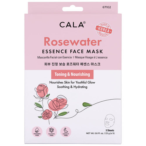 Cala Essence Facial Sheet Masks - Rosewater (5 pcs)
