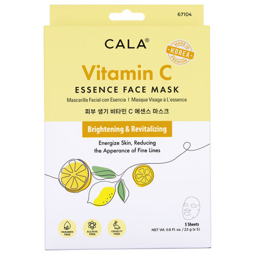 Masques en tissu pour le visage Cala Essence - Vitamine C (5 pièces)
