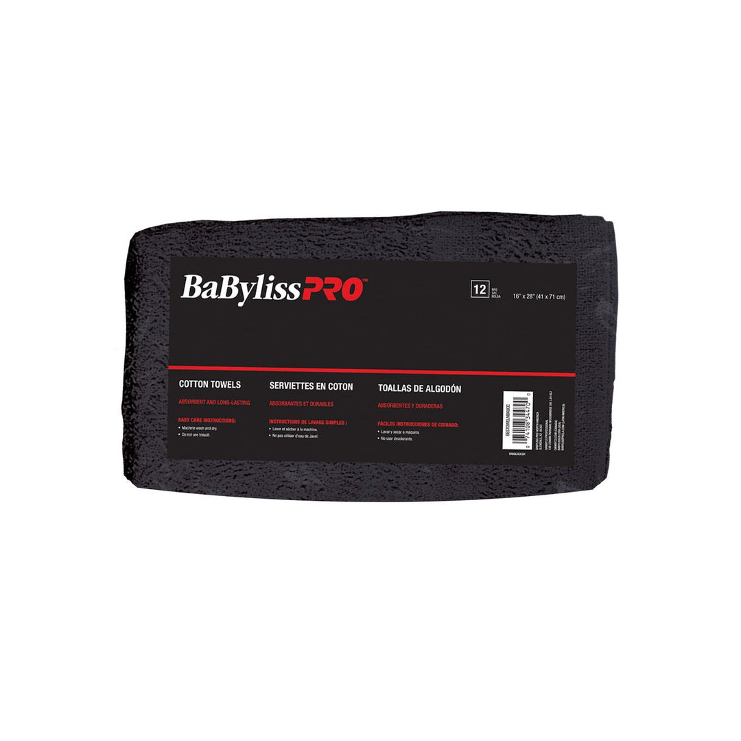 BabylissPRO Black Bleachproof Towels (12 pcs)