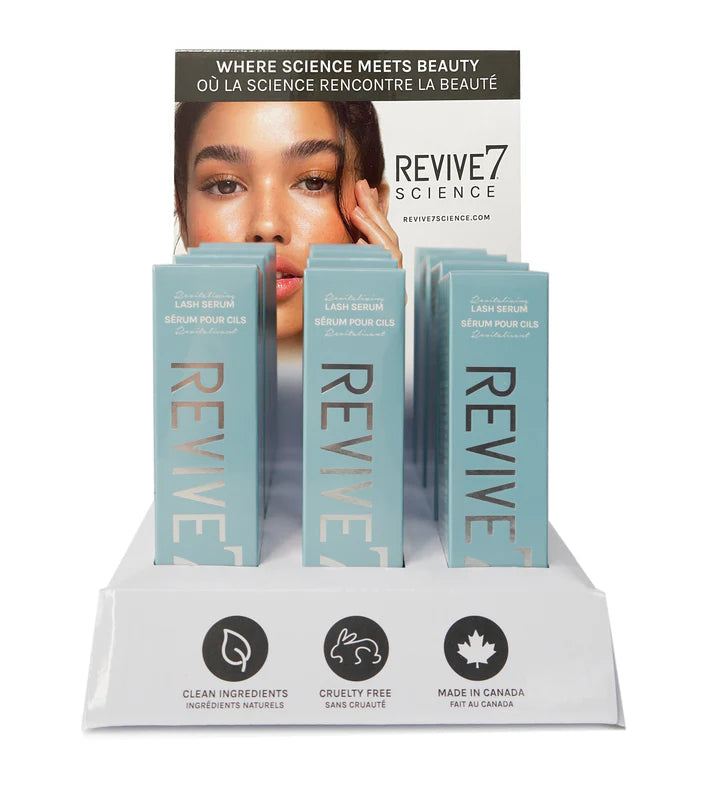 Revive7 Lash &amp; Brow Serum Display Stand (Empty) - 12 Postcards Included