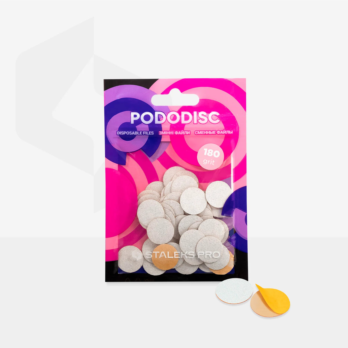 Staleks PODODISC 15mm Refill Pads w/ Soft Foam Layer 50 pcs (180 Grit - White)