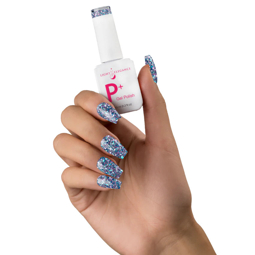 Light Elegance P+ Soak-Off Glitter Gel Polish 10 ml (Bratty Blue)