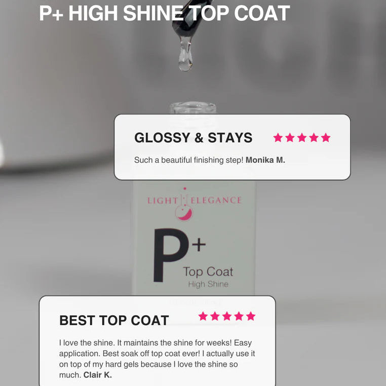 Light Elegance P+ Soak-off Top Coat 10 ml (High Shine)