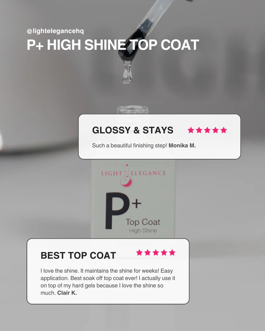 Light Elegance P+ Soak-off Top Coat 10 ml (No Wipe)