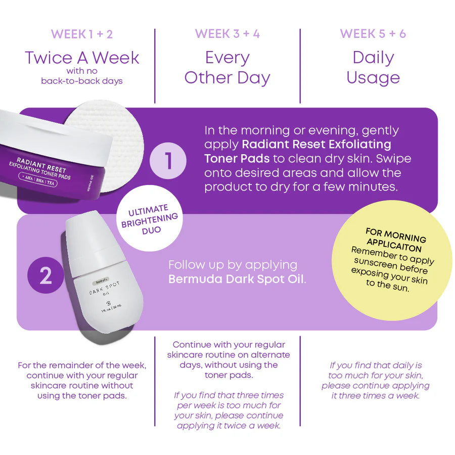 Bushbalm Radiant Reset Exfoliating Toner Pads (30 pcs)