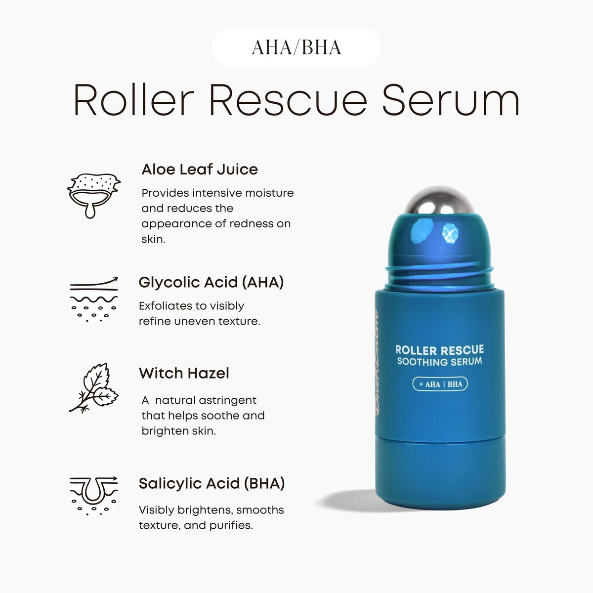 Bushbalm Roller Rescue Soothing Serum + AHA/BHA (50 ml)