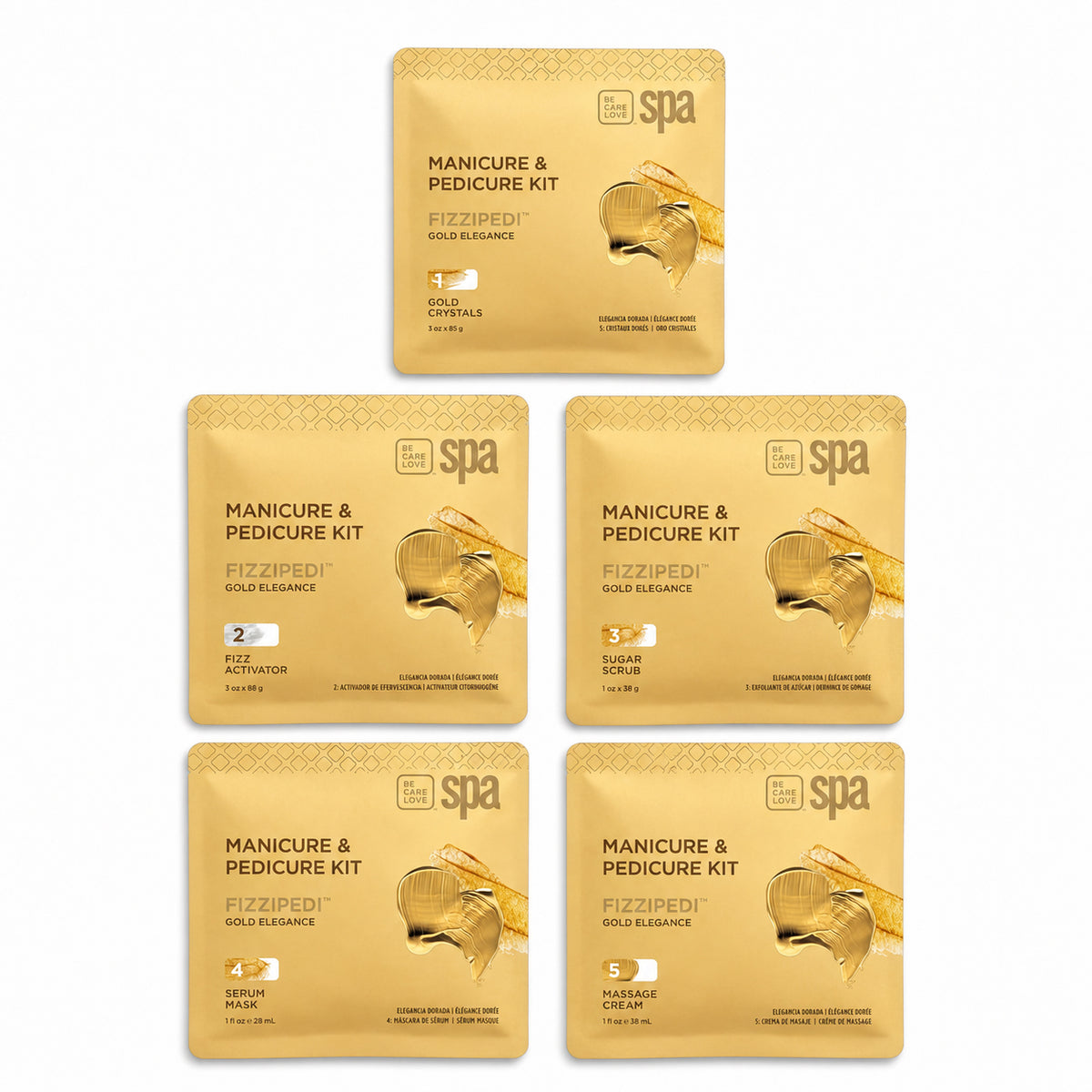 BCL FIZZIPEDI Gold Elegance Mani-Pedi 5-Step Kit