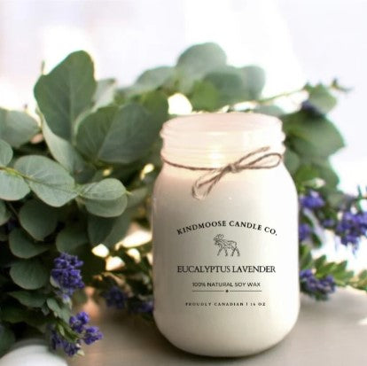 KindMoose Candle Co. Soy Wax Candle 16 oz (Eucalyptus Lavender)