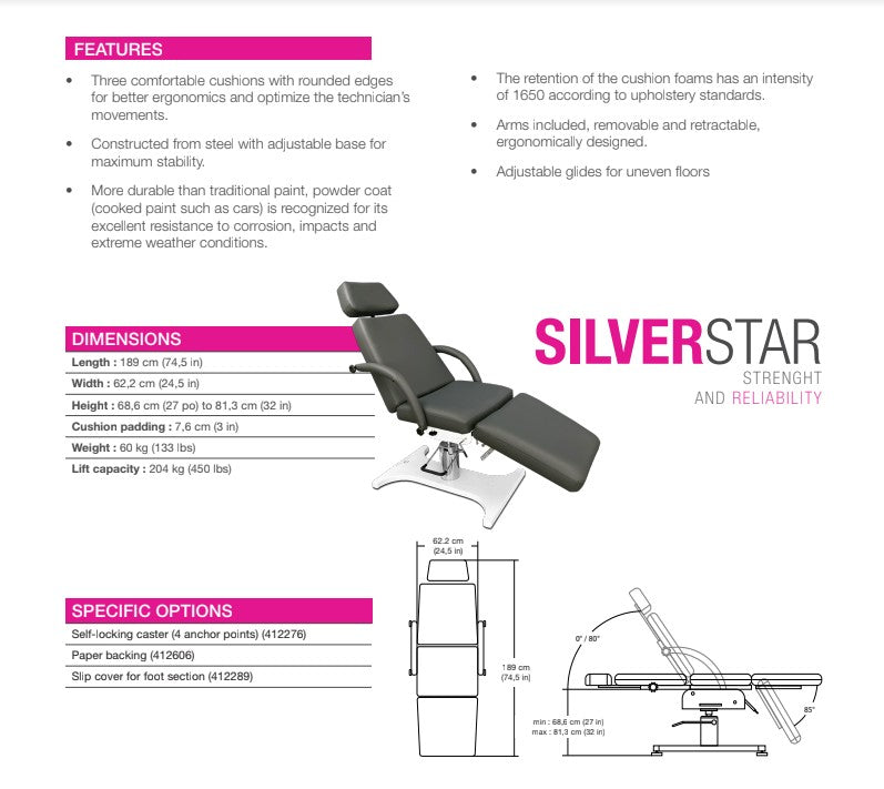 Silhouet-Tone Elite Silverstar Hydraulic Spa Bed