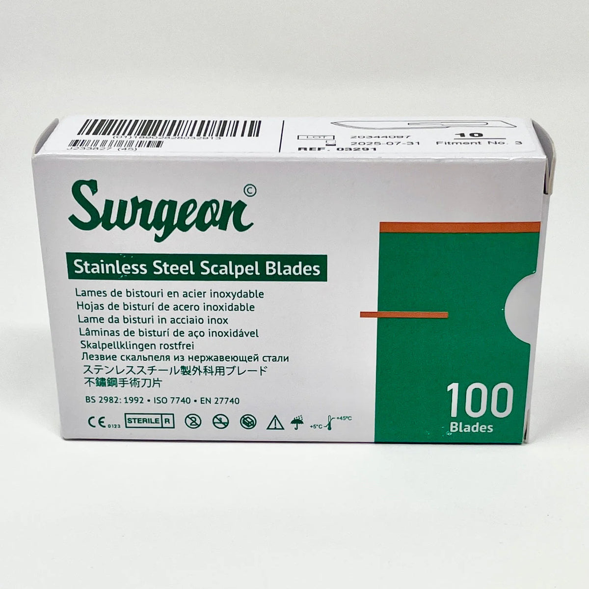 Surgeon Disposable Stainless Steel Scalpel Blades - #10 Standard (100 pcs)