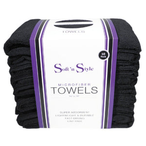 Soft 'n Style Microfiber Towels 10pk (Black)