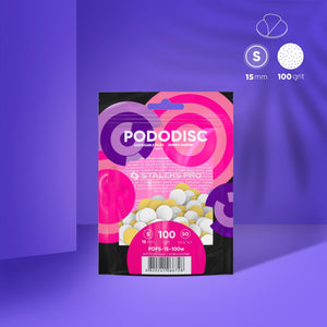 Staleks PODODISC 15mm Refill Pads w/ Soft Foam Layer 50 pcs (100 Grit - White)