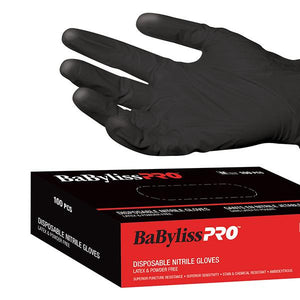 BaBylissPRO Disposable Black Nitrile Gloves 100 pcs (Small)