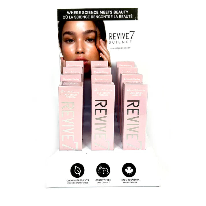 Revive7 Lash &amp; Brow Serum Display Stand (Empty) - 12 Postcards Included