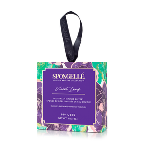 Tampon infusé de nettoyant pour le corps Spongellé - Fleur en boîte (feuille de violette)