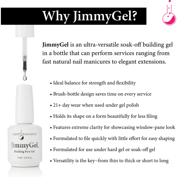 Light Elegance JimmyGel Soak-Off Building Base 15 ml (Crystal Clear)